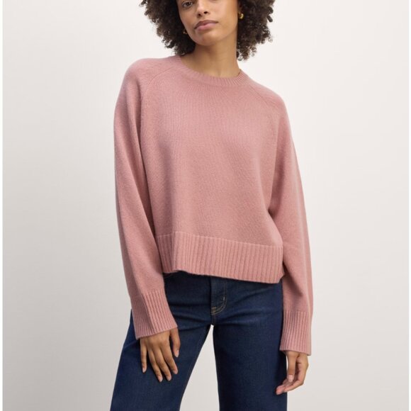 Everlane Sweaters - Everlane The Boxy Crew in Cashmere, Clay Pink, Medium